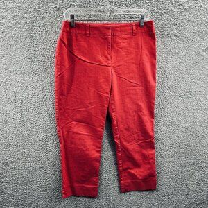 Chicos Crop‎ Pants Womens 0 Red Slim Stretch Ankle Trousers Casual Linen Blend
